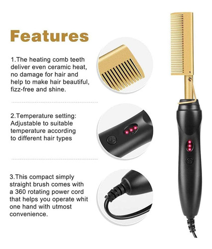 Peine Multifuncional Para Alisar Y Rizar El Cabello Negro