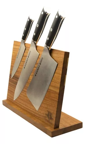 Set De Cuchillos De Cocina Para Chef Profesional Con Portacuchillos Madera  NUEVO