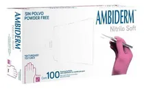 Comprar Guantes descartables antideslizantes Ambiderm Soft color rosa talle P de nitrilo x 100 unidades