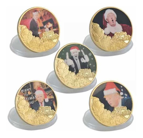 Coleccion De 5 Monedas Navideñas De Donald Trump