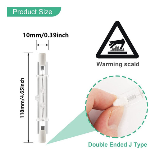 . Pacote De 5 Lâmpadas Halógenas Lineares R7s De 118 Mm, 300