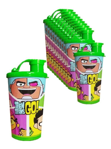 Vaso Pitillo Sorpresa Teen Titans X 12 Termo Fiesta Infantil