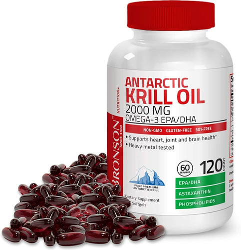 Antarctic Krill Oil 2000 Mg 120 Cap, Aceite De Krill Usa