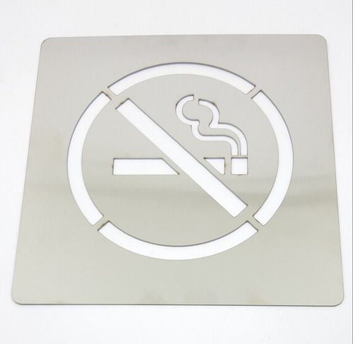 Cartel  Prohibido Fumar Acero Inoxidable 15 Cm X 15 Cm