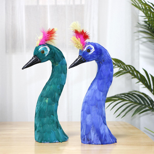 Estatua De Pavo Real De Plumas, Modelo De Cabeza De Verde