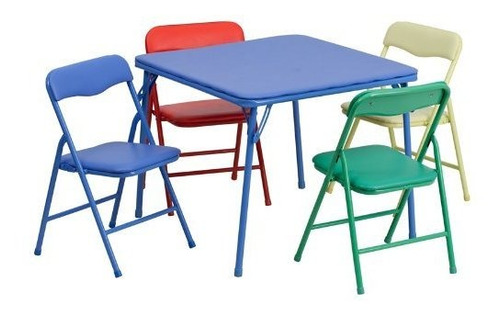 Conjunto De Mesa Y Silla Plegable De Colores 5 Piezas