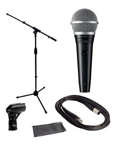 Paquete De Microfono Shure Pga48 Con Soporte Mic Boom Y Cab