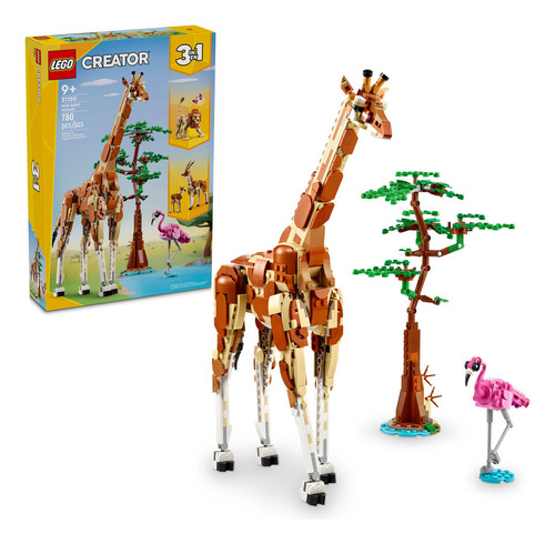 LEGO® Creator 3 en 1 Safari de Animales Salvajes, set de juguete 3 en 1 jirafa convertible en figuras de gacelas o en el modelo de un león 31150