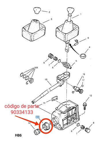 Buje Goma Selector De Cambio Chevrolet Aveo 90334133