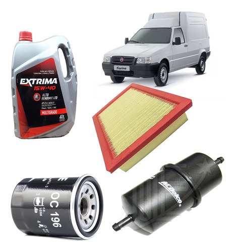 Kit 3 Filtros P/ Fiat Fiorino Fire 1.3 Aceite 15w40 4lt