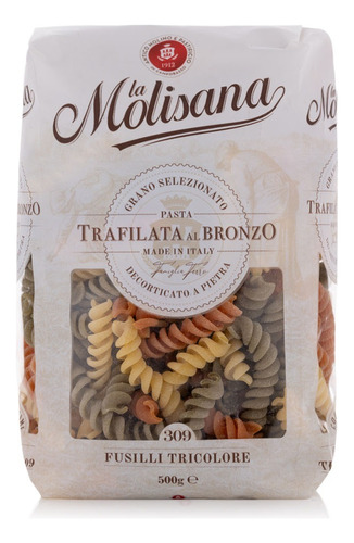 Pasta Italiana Molisana Fideos Fusilli Tricolore Bronzo 500g