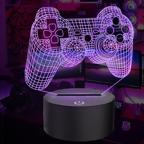 Lampara 3d Ilusion Gamepad 7 Color Cambiante Led Luz Noche S