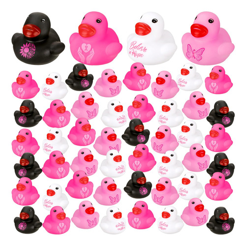 Libima 60 Patos De Goma Con Cinta Rosa, Mini Flotadores, Con