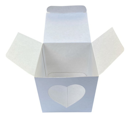 Cubo Chico Cartulina Visor Corazon Para Vela Souvenirs X 25