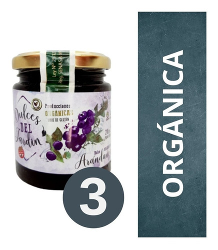 Mermelada Orgánica Dulces Del Jardín 3 X 210 Gr Arándanos