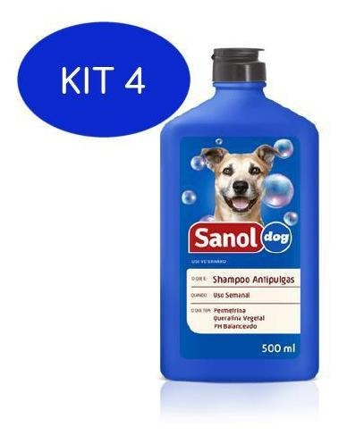 Kit 4 Shampoo Antipulgas Sanol Dog 500ml