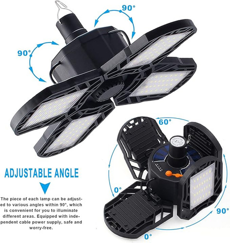 Foco Lampara Recargable Portátil Panel Solar Camping 4 Aspas