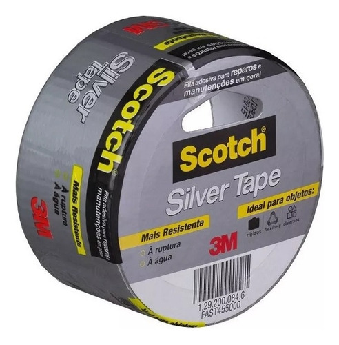 Fita Adesiva Silver Tape 45mmx5m Scotch Cinza 3m Resistente