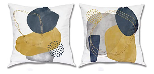 Conjunto De 2 Fundas De Almohada Geométricas Modernas Azul G