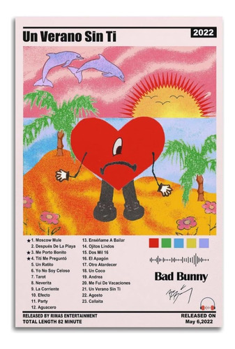 Poster De Bad Bunny Un Verano Sin Ti 30 X 45 Cm