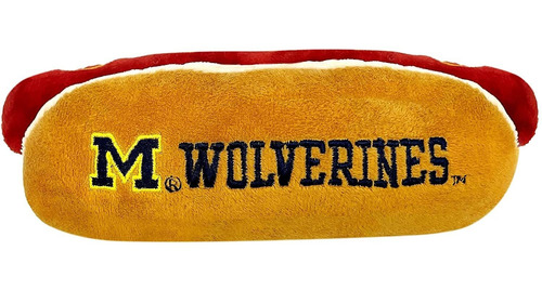 Ncaa Michigan Wolverines Hot Dog Plush Dog Cat Squeak Toy -