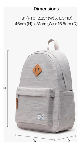 Herschel Heritage: Mochila Rayada Gris Claro, Talla Única