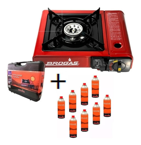 Pack Gas Butano X8 + Anafe Portatil Campin + Maletin