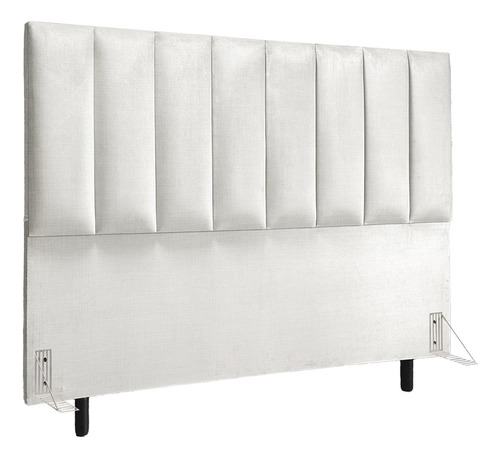 Cabeceira Estofada Cama Box Queen 1,60 Facto Corino + Frame Cor Branco