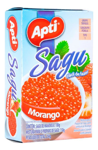 Sagu Sabor Morango Pacote 250g - Apti