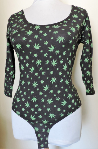 Polera Body  Negro Diseño Cannabis