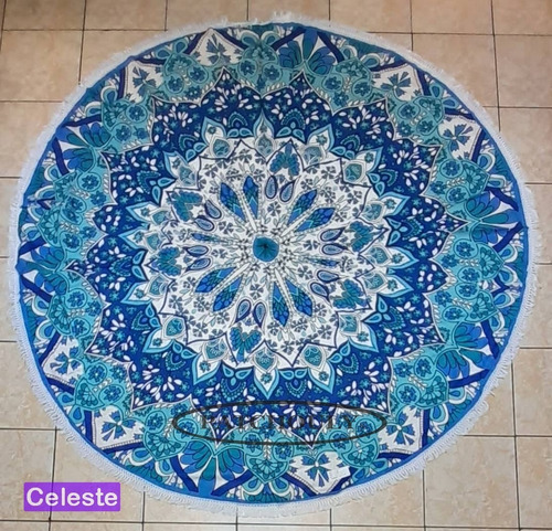 Mandala Cubrecama Manta Redondo Hindú Playa 100% Algodón