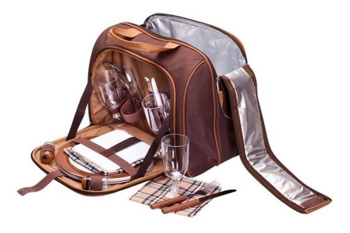 Bolsa Térmica C/ Kit Picnic 17l Marrom Nautika 046090-mr