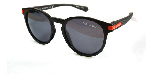 Lentes Sol Anteojos Kevingston Polarizado Hombre Kvn Rimini Lente Negro Varilla Negro Con Naranja Armazón Negro Diseño Ocean