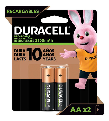 Duracell Pilas Recargables Aa Nimh 2500 Mah 1.2v (2 Baterías)