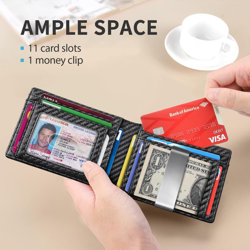 Runbox Cartera De Bloqueo Rfid Para Hombre Delgada Con 11 Ra