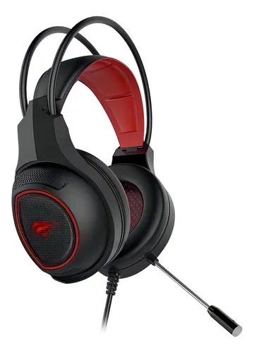Auriculares Havit H2239d Gamer, 40 mm, negros, color de luz: rojo