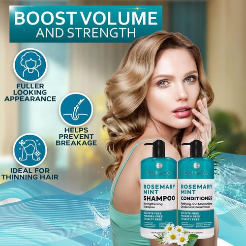 Conjunto De Shampoo E Condicionador Com Óleo De Alecrim E Me