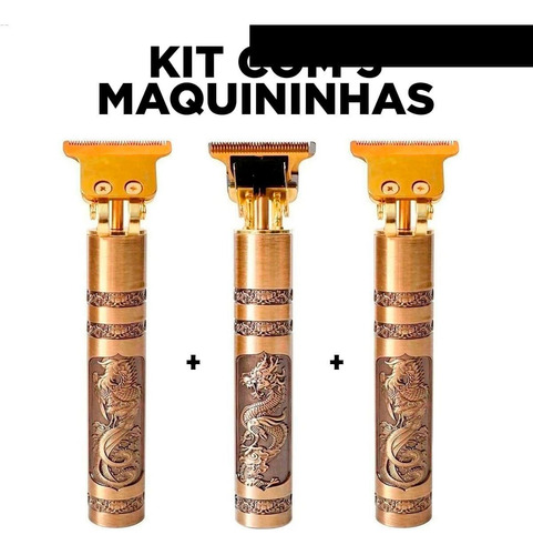 Kit 3 Máquininhas Corta Cabelo Barba Sem Fio Perfect Barber