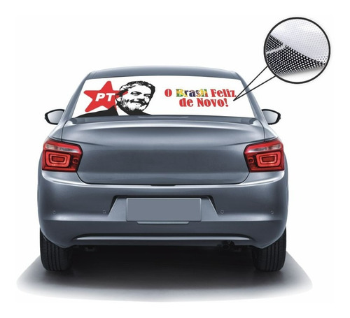 Imagem 3 de 7 de Adesivo Perfurado Vidro Traseiro Carro Lula 2022 Pt Pickup 2