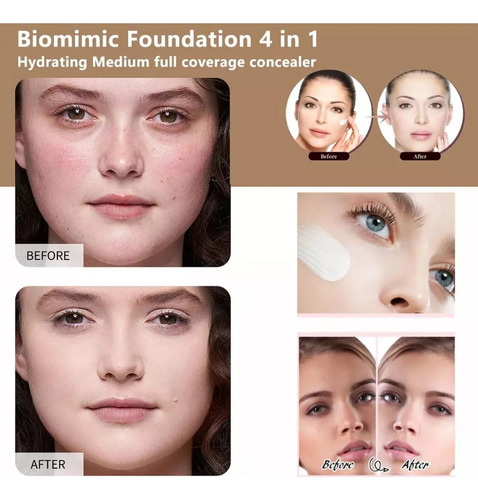 ~ 2 Piezas Biomimic Foundation 4 En 1 - Medium Spectrum,