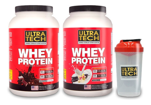 Whey Protein Ultra Tech Promo 2 Potes X 2 Lb C/u + Shaker 