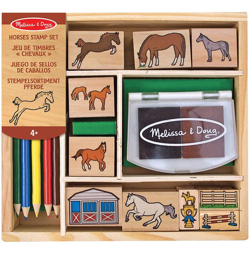 Melissa & Doug - Horses Juego De Sellos De Madera, Multicolo