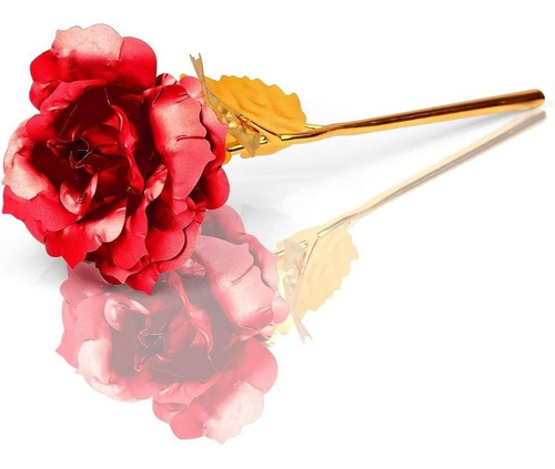 Rosa Artificial Golden Rose 24k De 25.5cm, Rojo