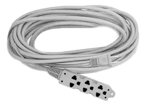 Extensión De Cable Teraware 10m, 3 Tomas, Enchufe Plano Gris