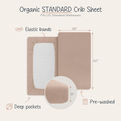Sábanas Para Cuna De Muselina De Algodón Orgánico 71 X 132 C