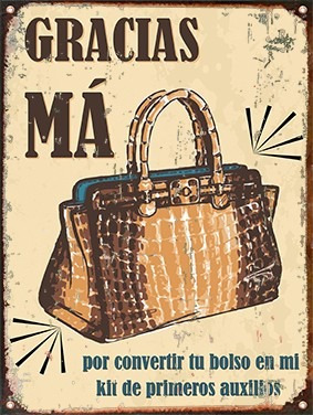 Cartel De Chapa Vintage Dia De La Madre D028 30x40cm Cartera