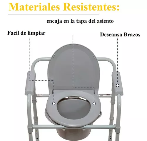 Silla con Inodoro Portátil Adultos Ajustable,WC Portátil para Personas  Mayores,Silla WC Personas Mayores con Cubo,Silla Orinal Adulto,Silla con