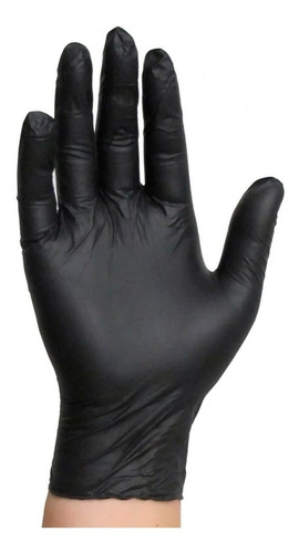 Imagen 2 de 6 de Guantes Negros De Nitrilo Descartables X 100 Unidades