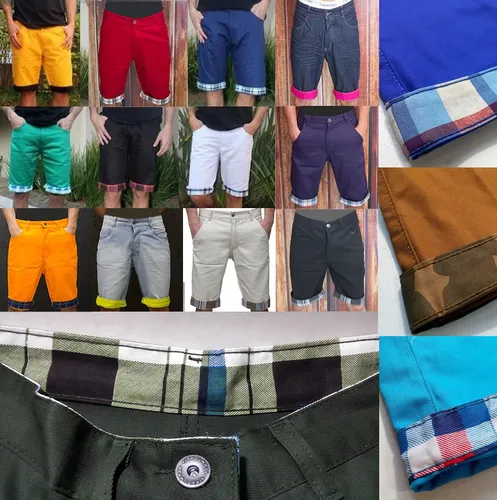 Bermuda masculina jeans colorida 2025