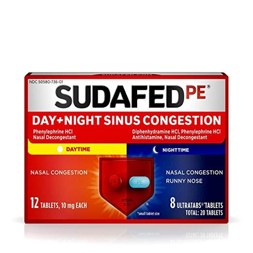 Sudafed Pe Día Y Noche Del Sino Descongestionantes Tabletas,